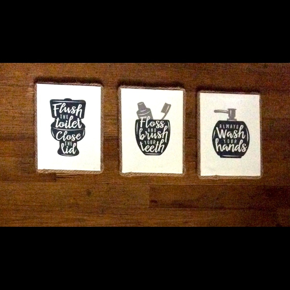 Cute Bathroom Signs (set of 3)